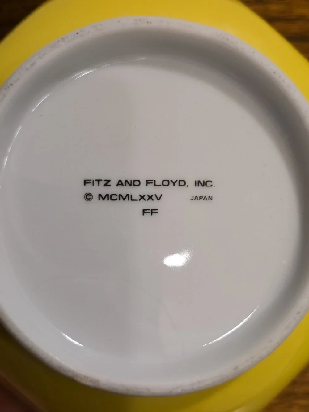 Fitz and Floyd Yellow Stripe Hexagonal Ceramic Serving Bowl